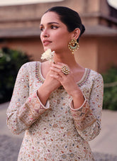 Off-White Colour Party Wear Gown looking Appealing